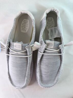 Hey Dude Wendy Sox Stone White, Mesh Slip-On Sneakers Ladies 8 Brand New